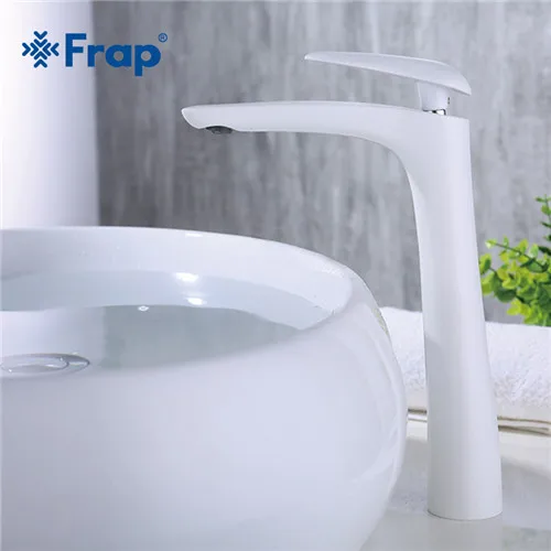 basin tap white Frap Новое поступление белый черный спрей живопись ванна раковина кран для ванной холодной и горячей воды Смеситель кран латунные Смесители смеситель - Цвет: basin tap white