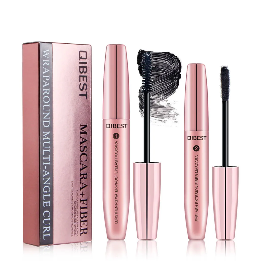 QIBEST 4d шелковые волокна тушь для ресниц черный Водонепроницаемый макияж Длинные
