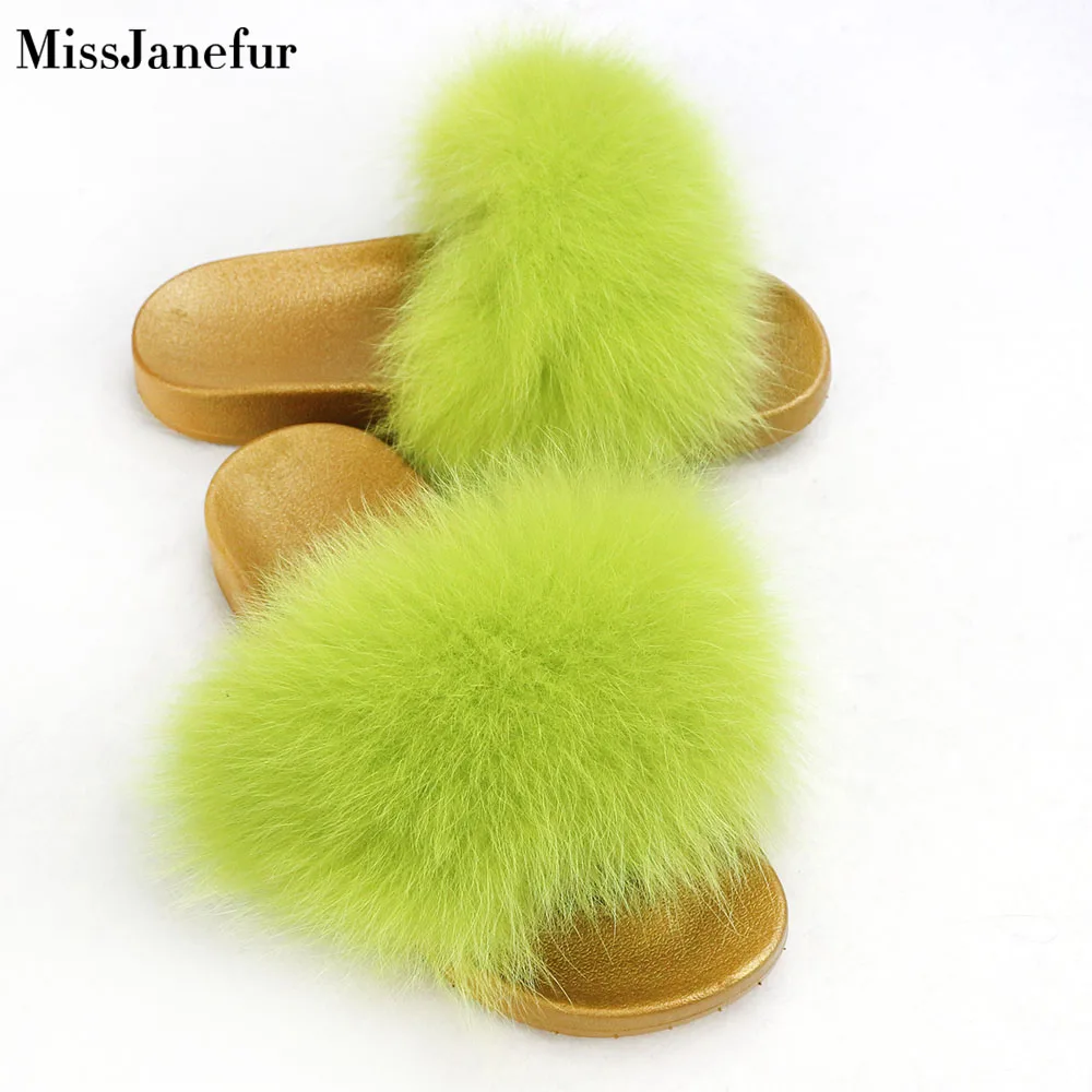 Роскошные женские шлепанцы с лисьим мехом Лидер продаж Модные милые плюшевые
