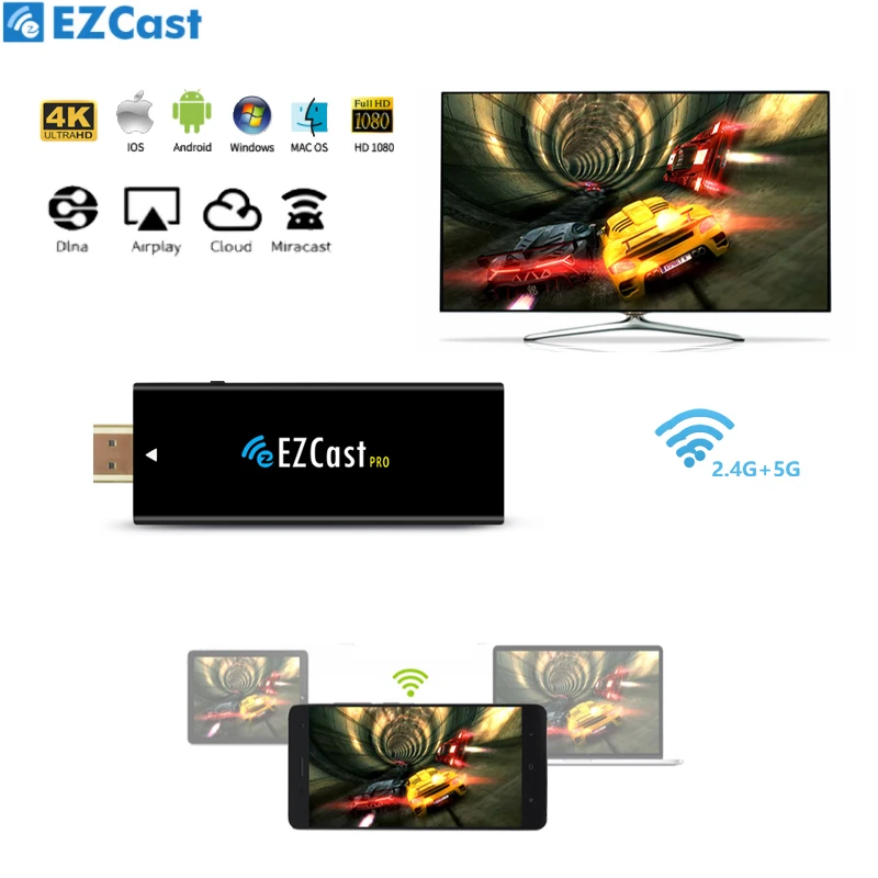 Новейший Ezcast Pro 5G + 2 4G беспроводной смарт пульт от телевизора 4K 1080P Универсальный