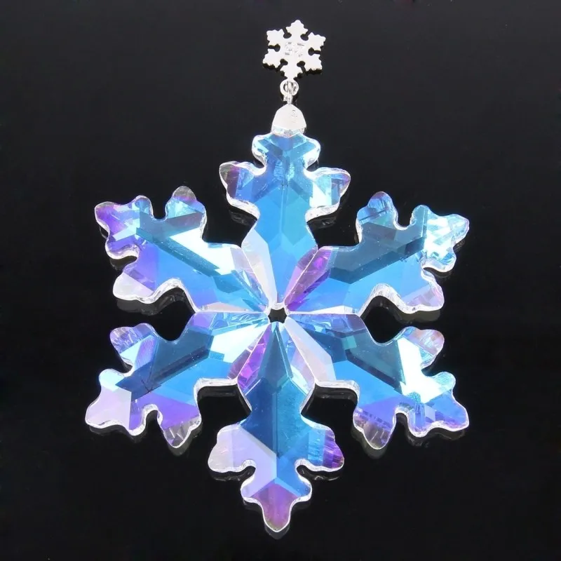 Lustre de Cristal Árvore de Natal ab de Cristal do Floco de Neve Limpar Forma Pingentes Suncatcher Suspensão Prismas Frete Grátis 80mm 10 Pcs