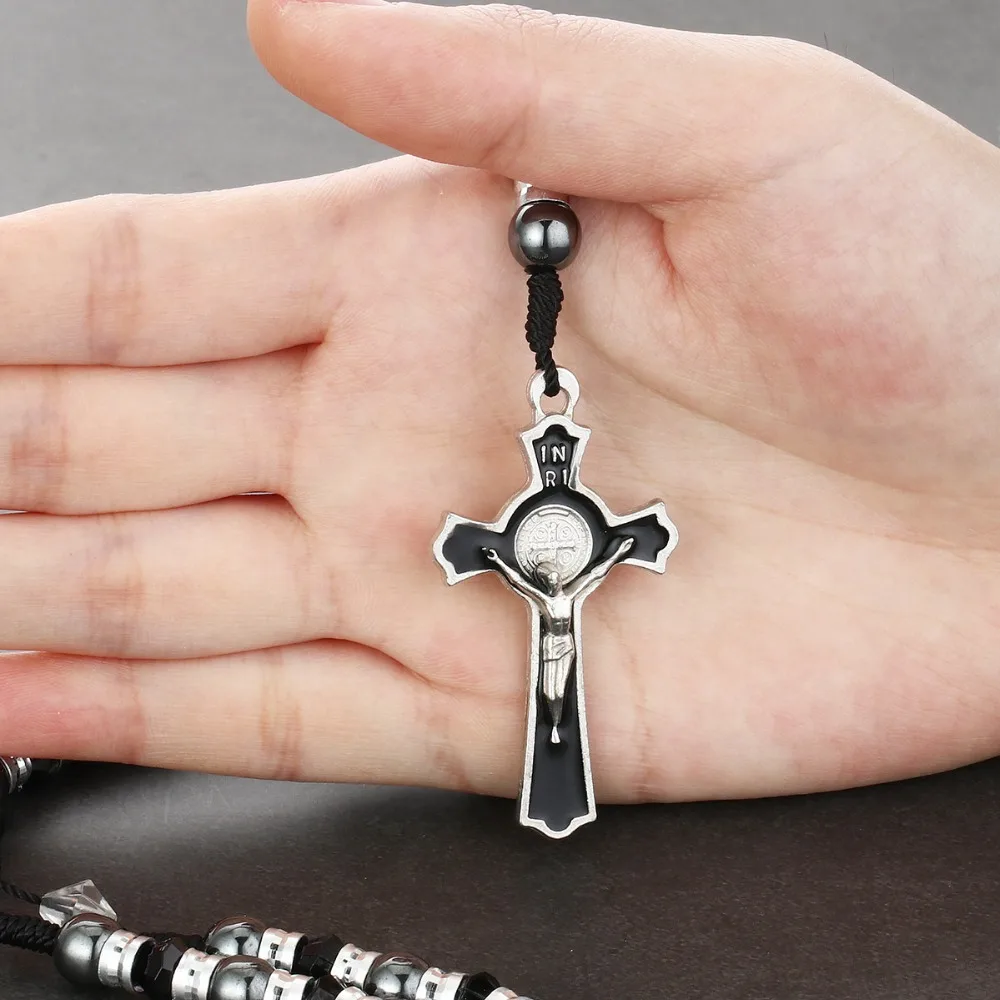 Религиозные INRI ювелирные изделия бусины орден Святого Бенедикта подвеска в виде креста с Иисусом ожерелья для женщин мужчин распятие подарки State мужчин t colar NC165