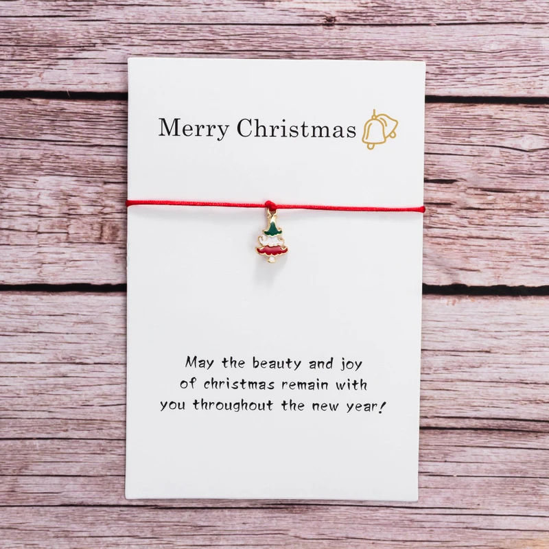Wish Card Merry Рождество браслеты с деревом для женщин друг подарок на день рождения