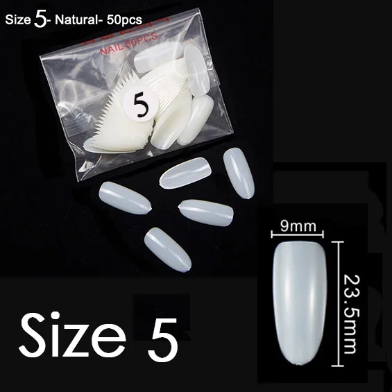Natural Size 5 Tkgoes 50 шт./упак. продается отдельно; большие размеры 10, размеры размеры для детей 0, 1 2 3 4 5 6 7 8 9 накладные овальные накладные ногти Советы YW30-YW39 - Цвет: Natural Size 5