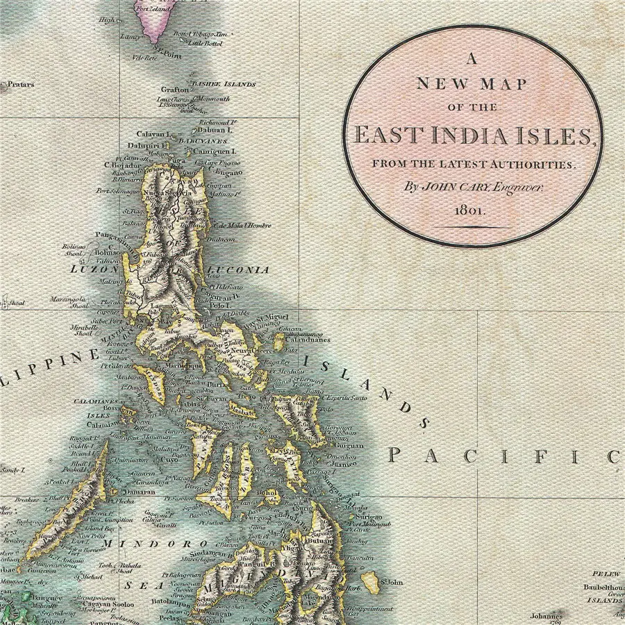 Cary Map the East Indies and Southeast Asia Singapore Borneo Sumatra Java Филиппины винтажная холщовая настенная
