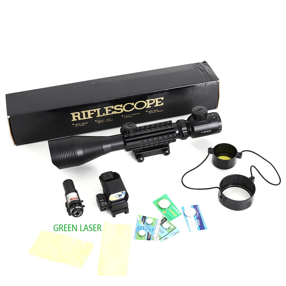 scope Green Laser 4-12X50 прицел с подсветкой дальномера 4 прицельная сетка Красная Зеленая точка лазерный светильник Airsofts прицел оптика - Цвет: scope Green Laser