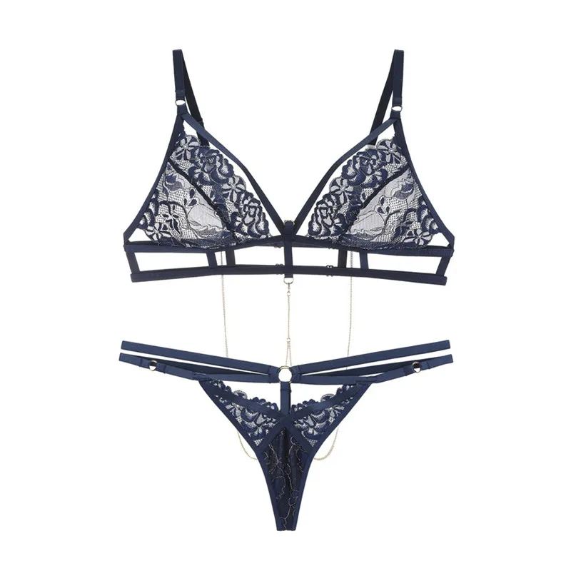 Blue Varsbaby женские сексуальные цветочные кружева без косточек без подкладки ligerie прозрачный бюстгальтер наборы - Цвет: Blue