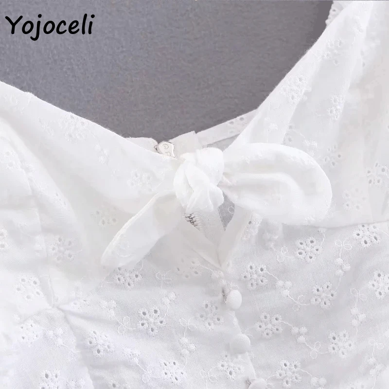Yojoceli отбеленный хлопок вышивка блузки рубашки топы в стиле Бохо пляжные 2019