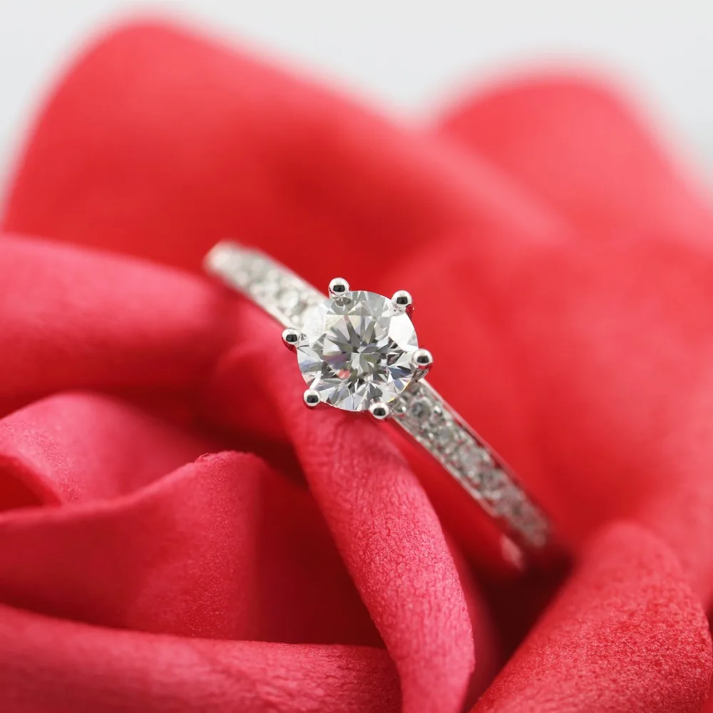 Женское кольцо с натуральным бриллиантом LASAMERO 0.502CT DE/SI 18 К белое золото