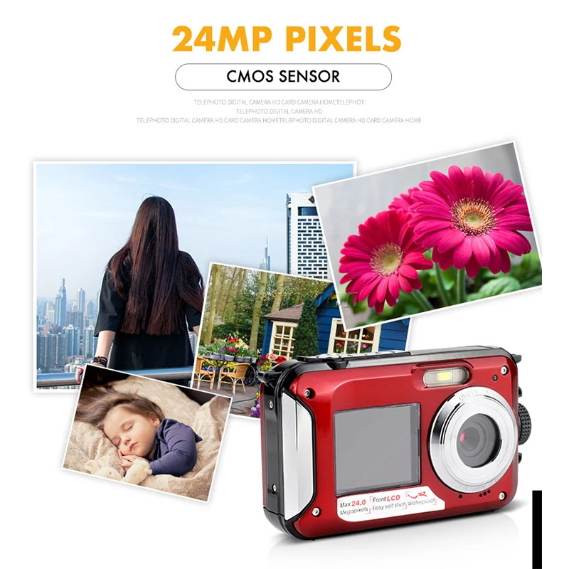 Водонепроницаемая цифровая экшн камера 2 7 дюйма с двойным экраном HD 1080P 16X