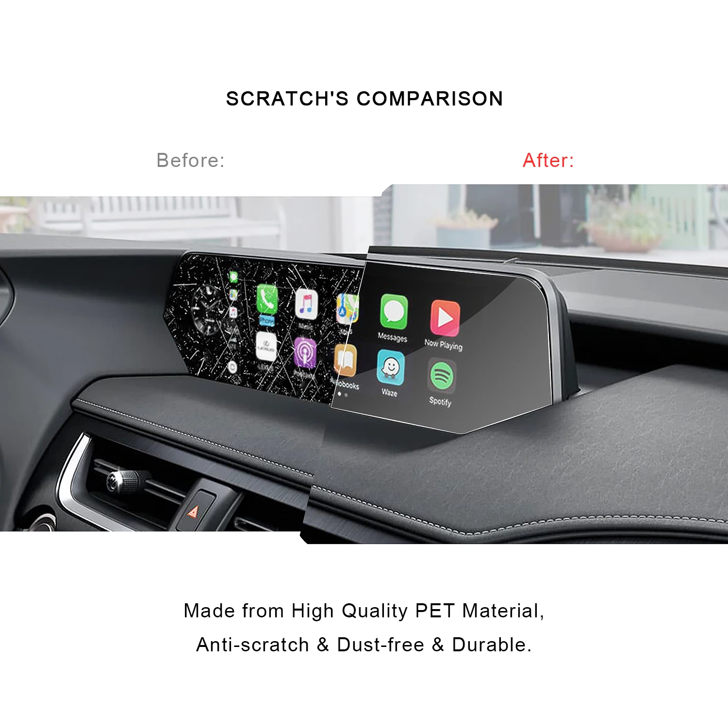 RUIYA 2 упаковки ПЭТ экран протектор для Lexus UX левый руль навигации сенсорный центр дисплей, невидимая прозрачная защита