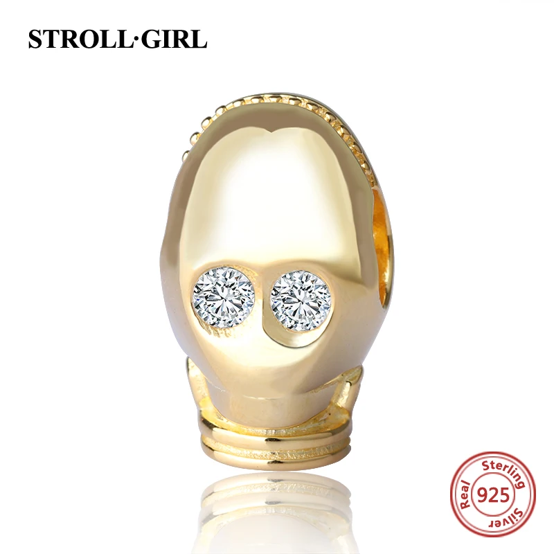Strollgirl 925 Серебряные шарики фильма show робот Подвески коллекция подходят браслет DIY изготовления ювелирных изделий