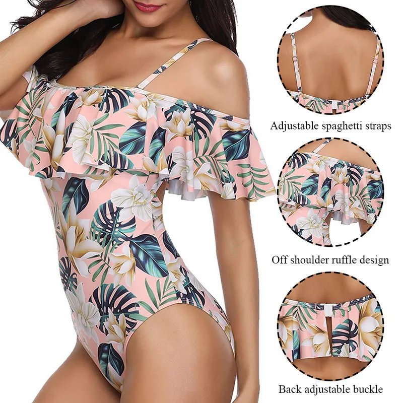 Новинка 2020 женский купальник-монокини с рюшами и принтом купальник-бикини
