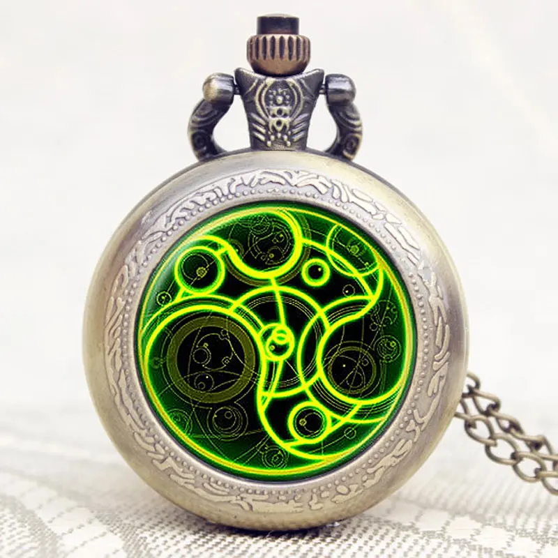 Fashion Pocket Watch Doctor Who Unique Design Glass Dome White Round Dial With Bronze Retro Necklace Chain Reloj De Bolsillo | Наручные