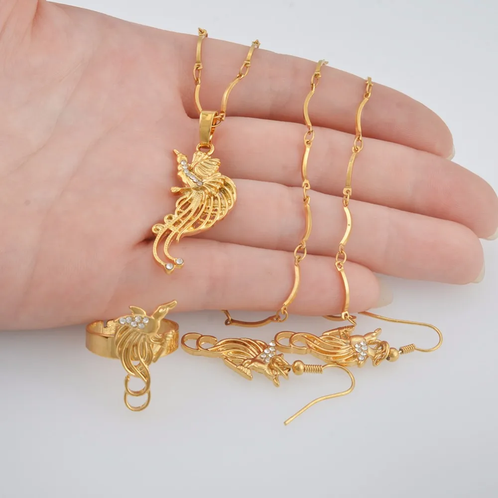 Anniyo PNG Happy Bird Necklace Earrings Ring Jewellery Sets for Womens Papua New Guinea Ethnic Jewelry Gifts #121706 | Украшения и