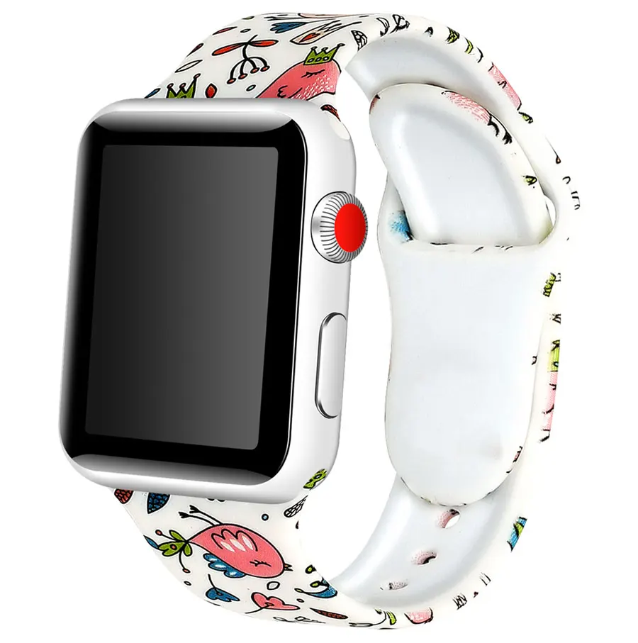 Силиконовый ремешок для apple watch band 5 4 44 мм 40 мм iwatch band 42 мм 38 мм браслет correa Sport популярные печатные аксессуары для часов
