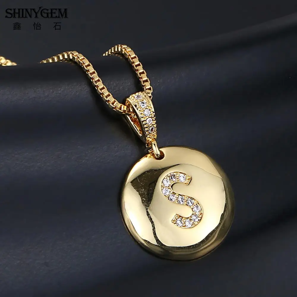 Женское Ожерелье-чокер ShinyGem круглое ожерелье с 26 буквами покрытое розовым