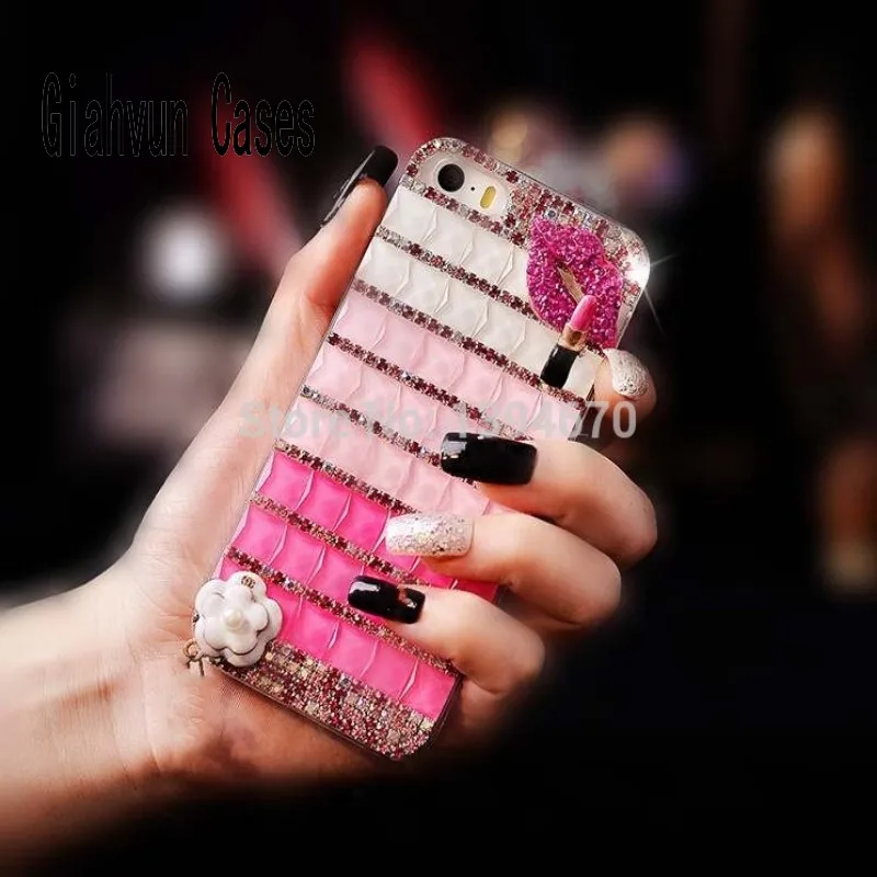 Украшения с камнями и стразами сексуальная губная помада для iPhone X 4 5 6 S плюс 7 8 plus