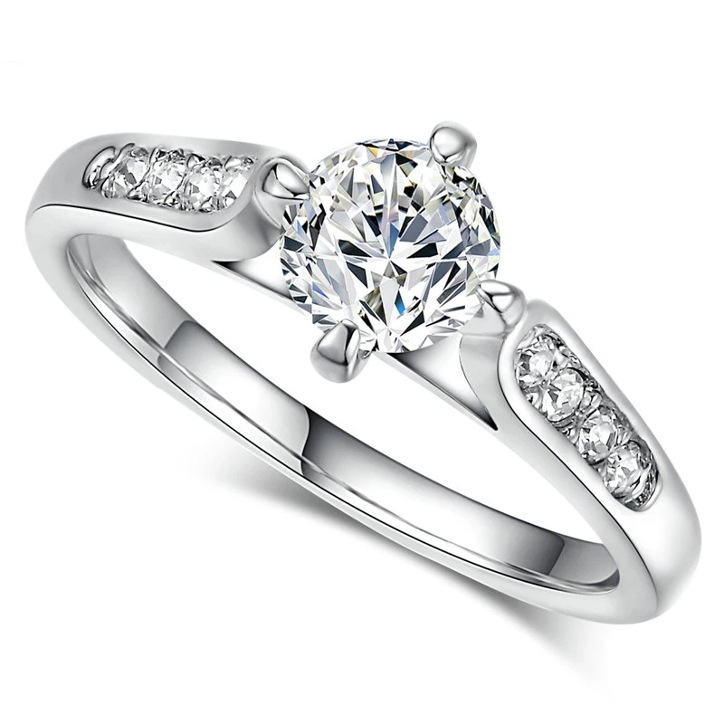 White Gold Plated DAN'S ELEMENT классические модные циркониевые CZ цвет медно-Золотой Свадебные Кольца для женщин Австрийские кристаллы# RG90779 - Цвет основного камня: White Gold Plated