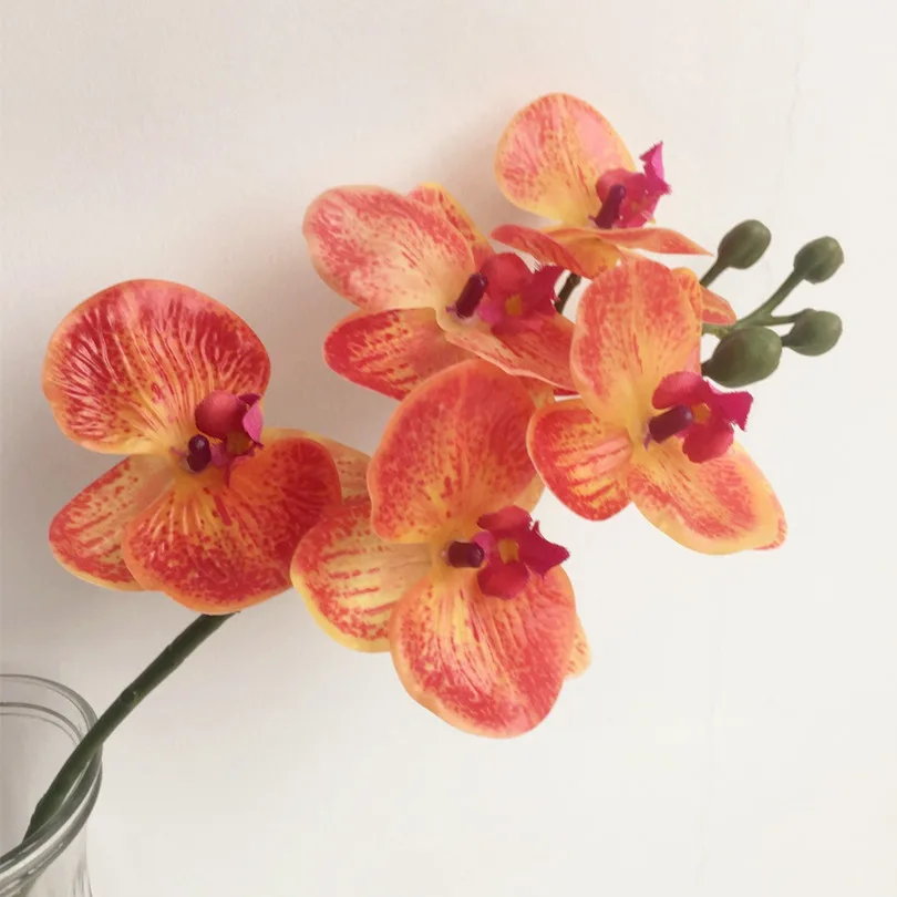 Натуральный на ощупь цветок орхидеи с бабочками 5 головок хорошее качество мини