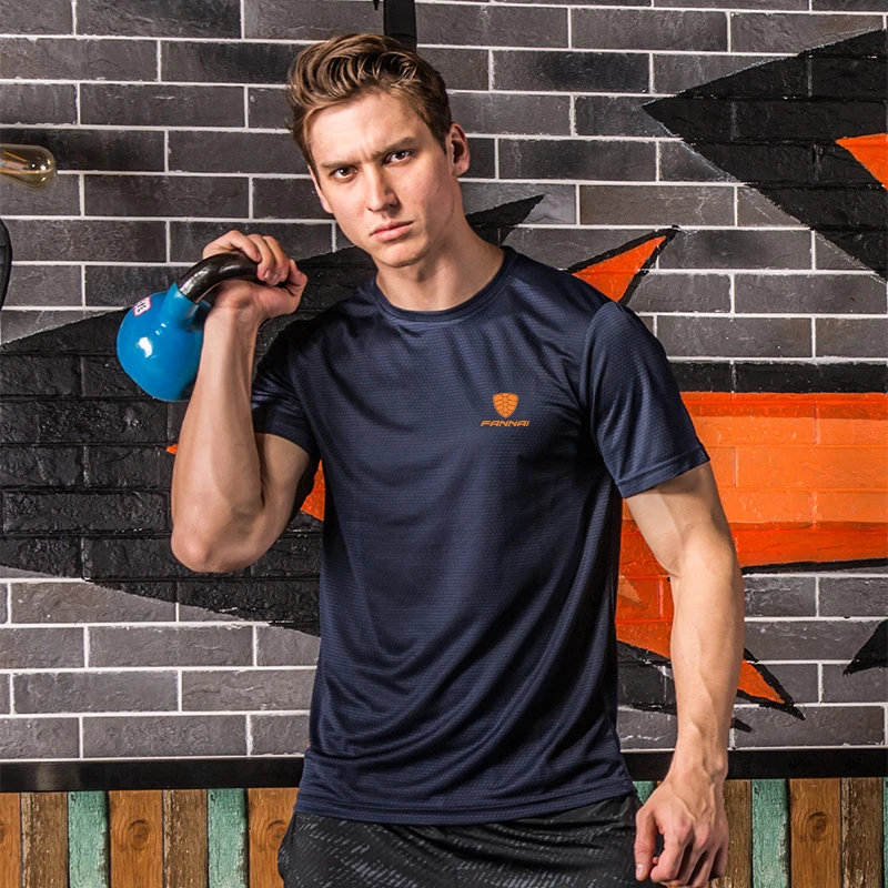 Спортивная футболка для бега и фитнеса мужчин camiseta gym hombre dry fit с коротким рукавом