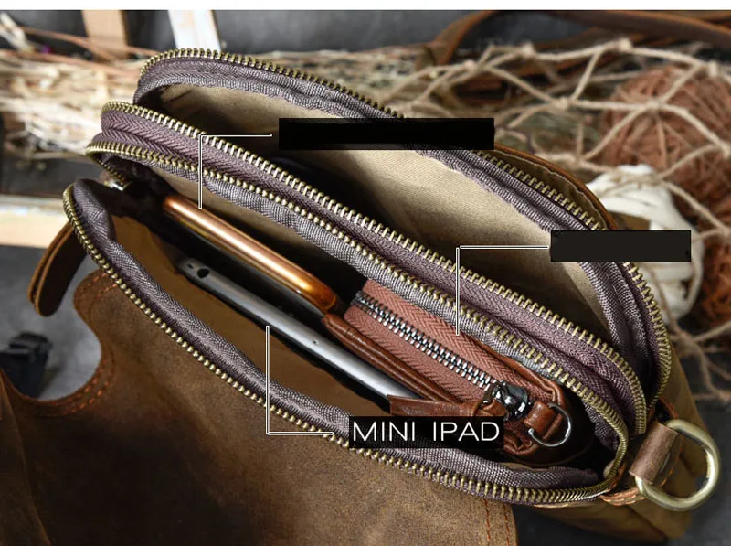 Винтажные Crazy Horseskin мужские сумки Многослойные Кожаные мужские сумки на плечо из натуральной кожи сумки через плечо