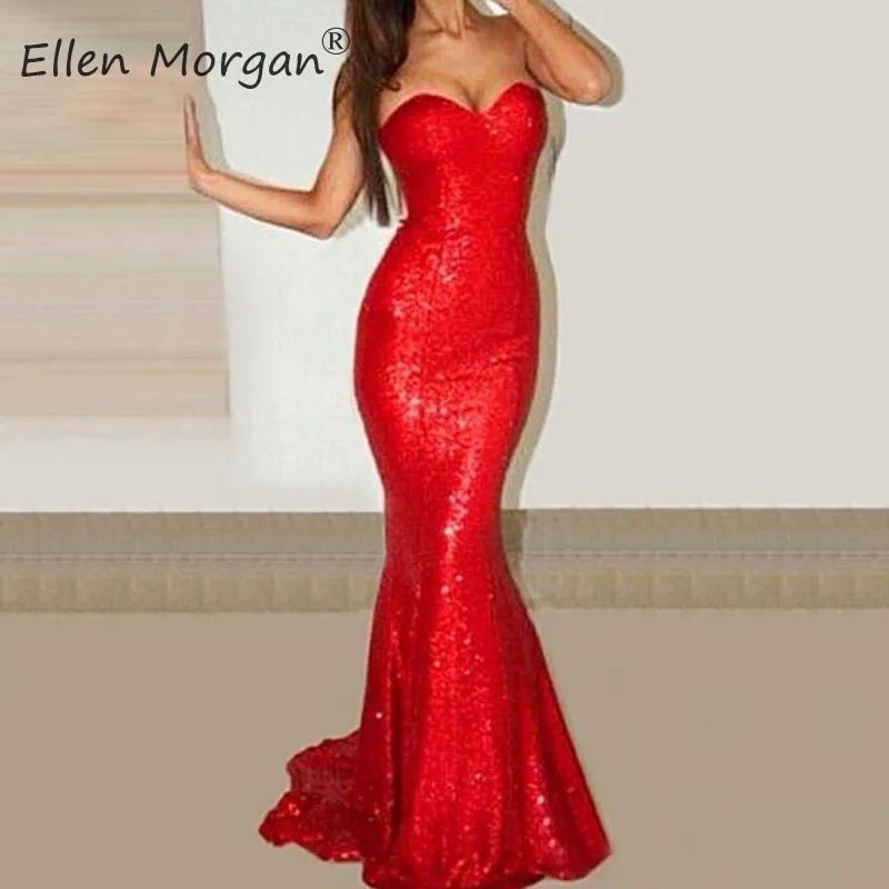 Красные платья для выпускного вечера с блестками и русалочкой красивых девочек