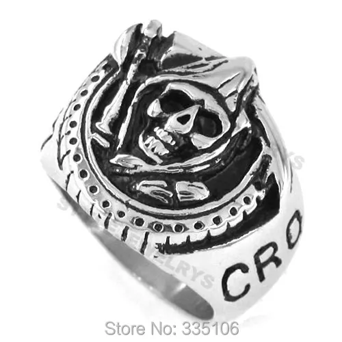 Оптовая продажа мрачный жнец череп кольцо Нержавеющая сталь ювелирные изделия