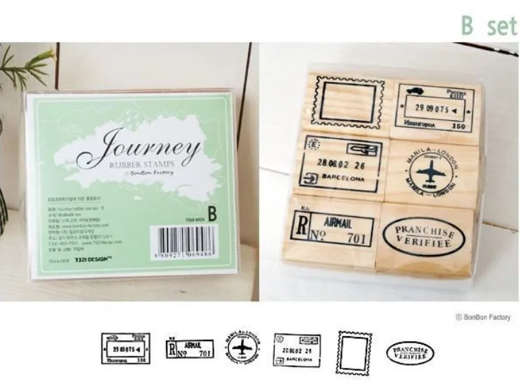 Vintage postmark stamp Postmarked air travel record 6 PCS per set 4 design is optional Wholesale free shipping|travel messenger|travel carset driver