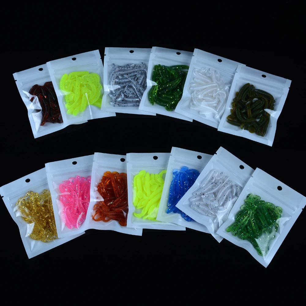 

YUZI 20pcs/lot 45mm 0.6g Soft Rubber Bait Fishing Lure Jig Wobbler Soft Worm Carp Fishing Bait Artificial Silicone Swimbait