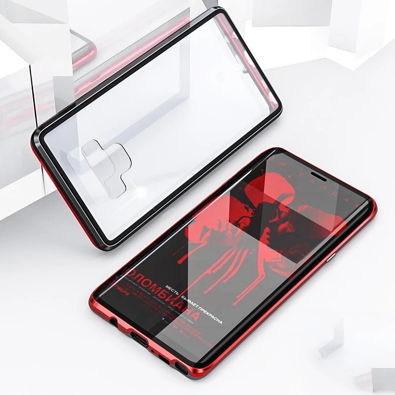 BOBYT Magnetic 360 Metal Frame Case for Samsung S9 Plus Coque Double Tempered Glass Cover S10 Note 8 9 |