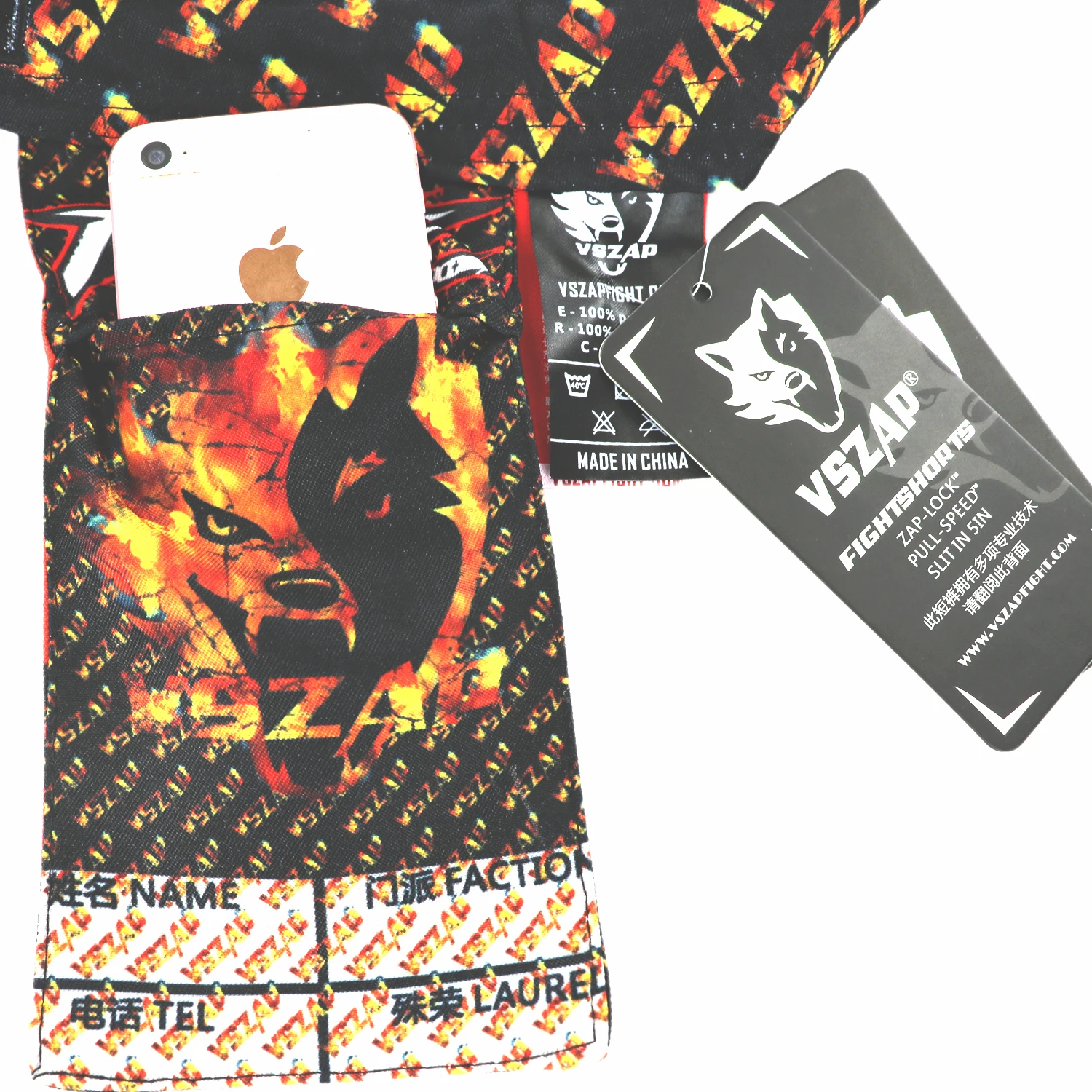 Мужские шорты VSZAP бермуды муай тай ММА пламя волк кикбоксинг Санда