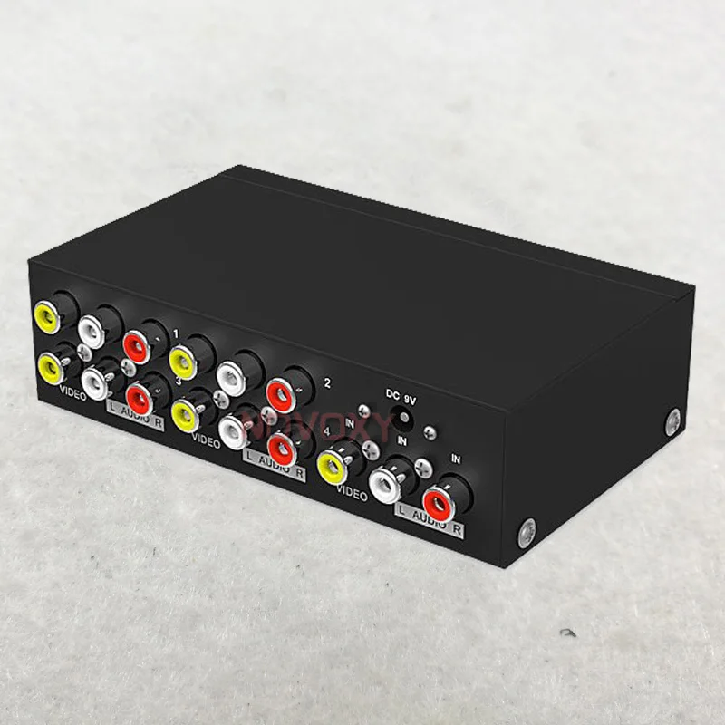 Free Shipping AV Splitter DVD HDTV RCA Video Box 1 to 4 out 3 Distributor in Audio Adapter |