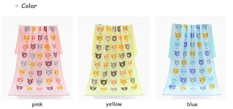Kutto Cute bear head cartoon printed superfine fiber bath towel soft absorbent large towel 70*140cm