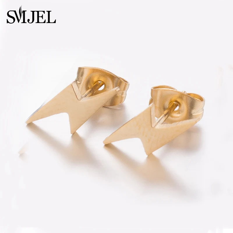 Gold Earring SMJEL из нержавеющей стали гром ожерелье с молнией для женщин Flash Arrow Гарри серьги для девушки подарки винтажный ювелирный набор - Окраска металла: Gold Earring