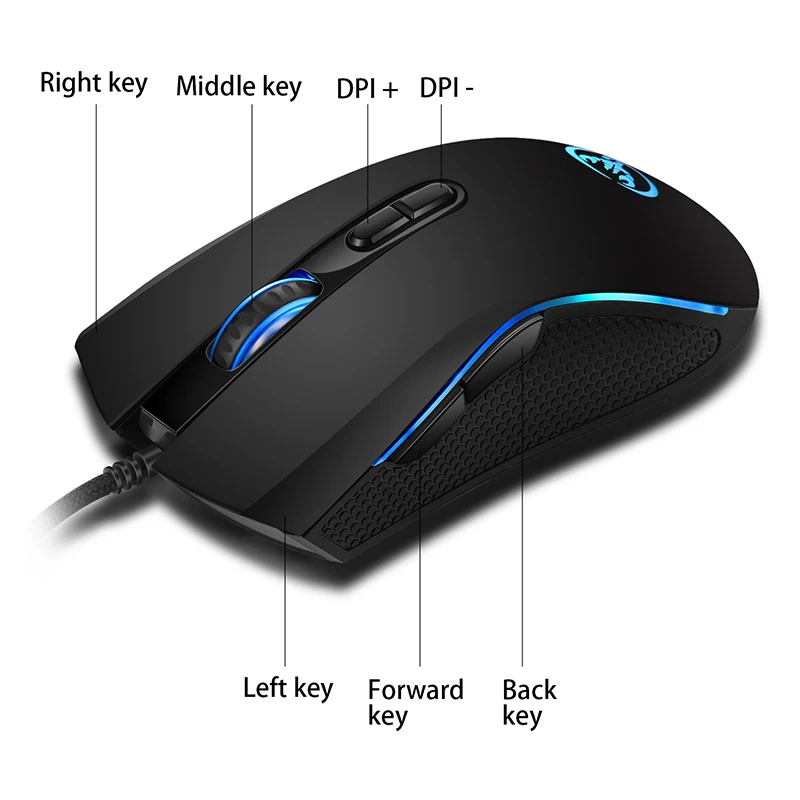 

PC Gaming Mouse optical Wired professional gamer mouse 7 bright colors LED backlit ergonomics design For LOL CS Laptop Office