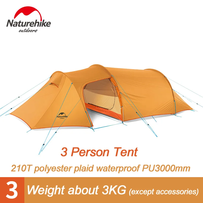Orange 3P Naturehike легкие палатки для кемпинга 2 3 4 человек семейные вечерние палатки для походов туризма с ковриком NH17L001-L - Цвет: Orange 3P