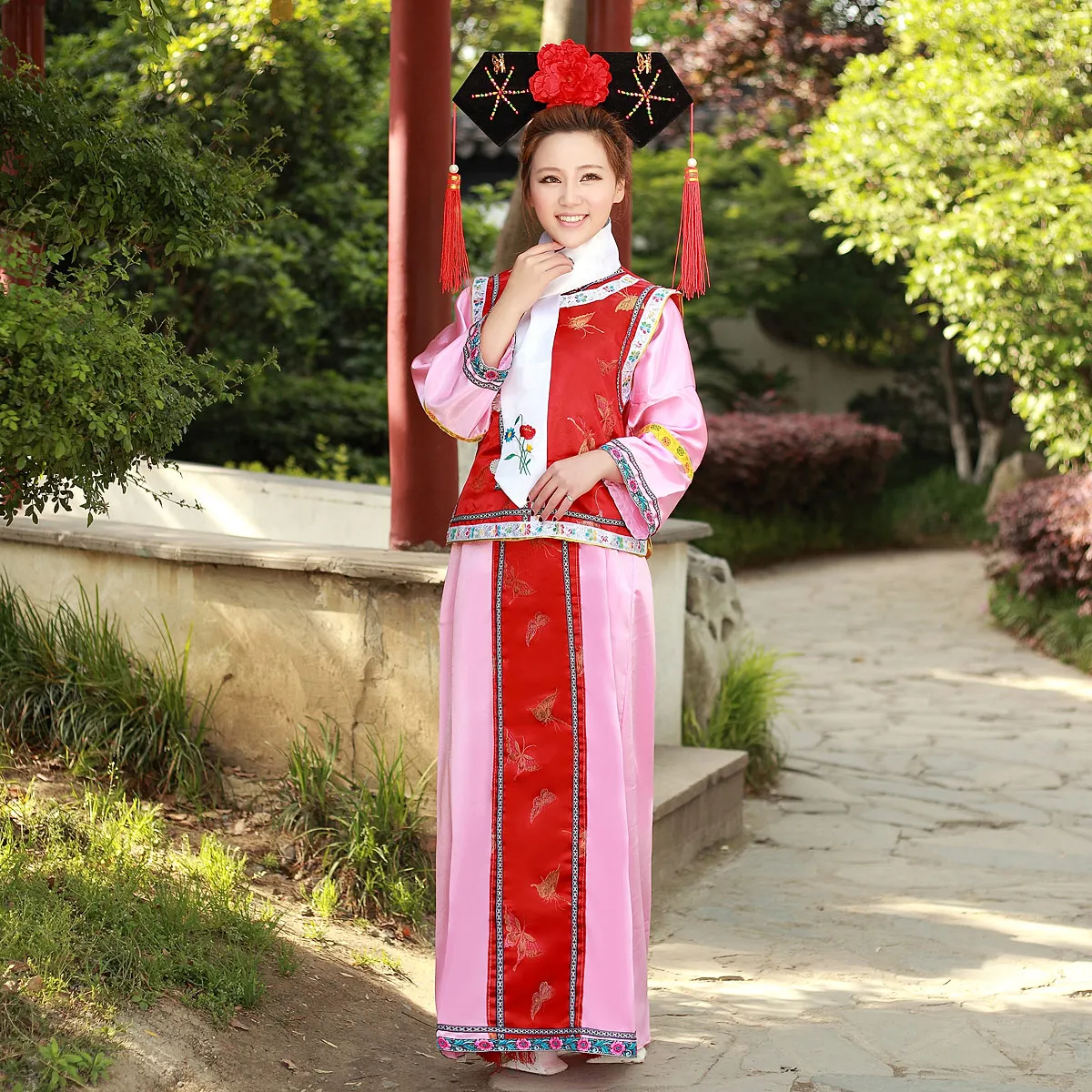 Костюм принцессы династии Qing Hanfu винтажная Женская одежда для косплея китайские
