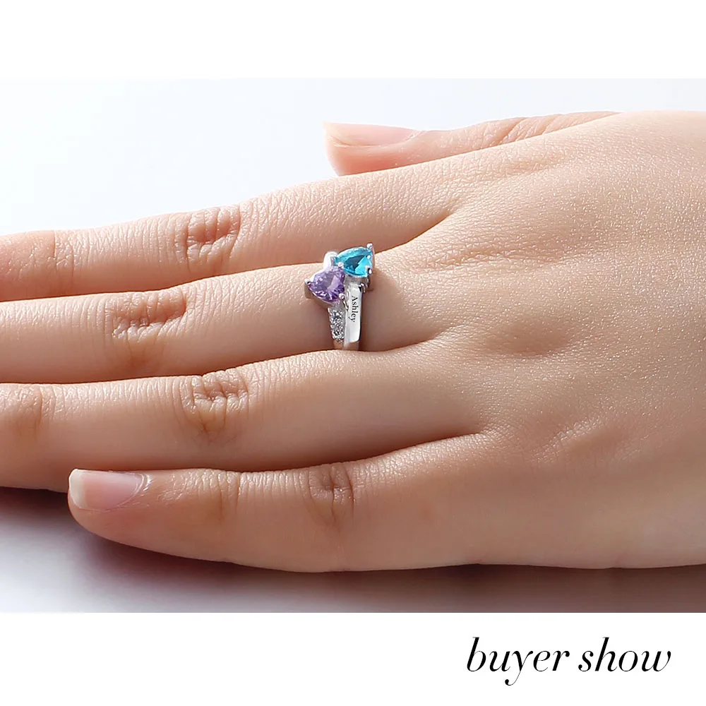 Именное кольцо для влюбленных из стерлингового серебра 925 пробы в форме сердца