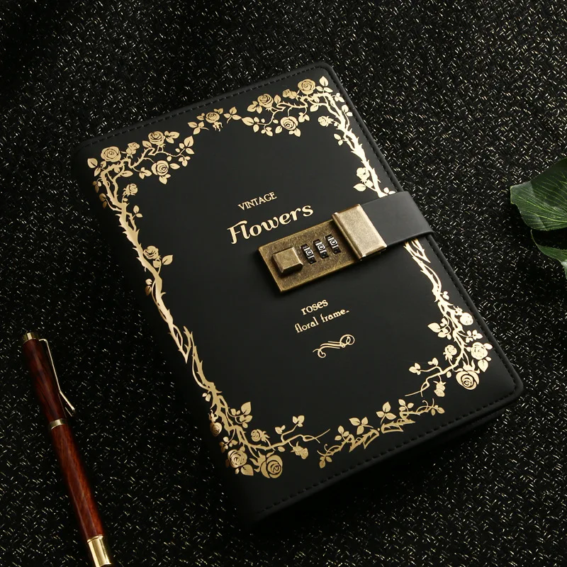Vintage Notebook with Lock B6 Diary Planner Organizer Journals Note Book Personal Horizontal Blank DIY Agenda Dividers Dokibook