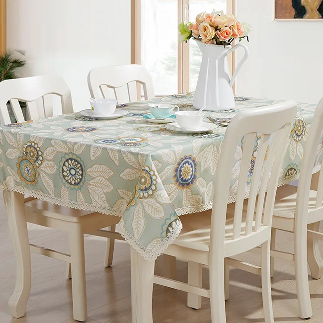 Круглая небесно-голубая зеленая квадратная скатерть для обеденного стола из