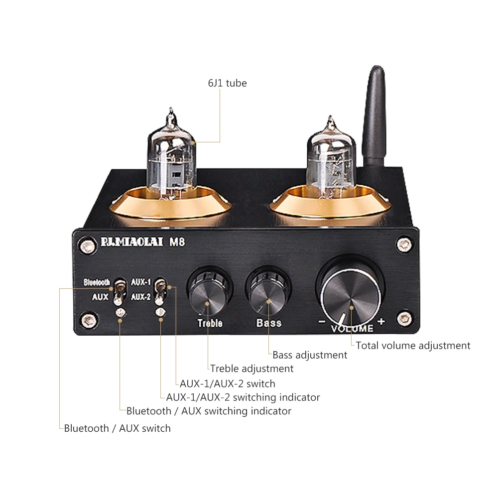 HiFi вакуумный 6J1 ламповый Bluetooth 4,2 цифровой усилитель 50 Вт* 2 CSRA64215 TPA3116 аудио усилитель мощности с высоким басовым регулятором