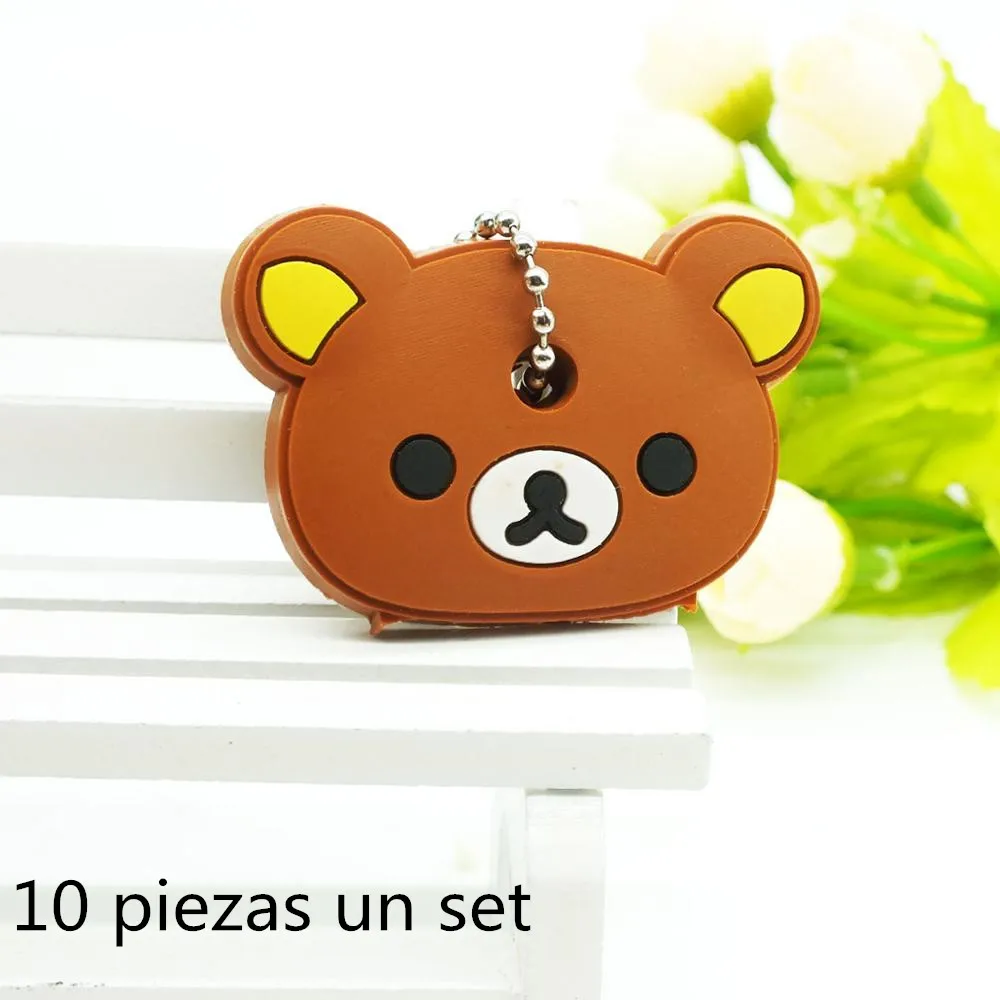 10 brown bear 10 шт. в наборе, брелок для ключей с животными, мультяшный брелок, аниме, Марио, Гарфилд, брелок для ключей, супер ее брелок для ключей, детский брелок для ключей с автомобилем - Цвет: 10 brown bear