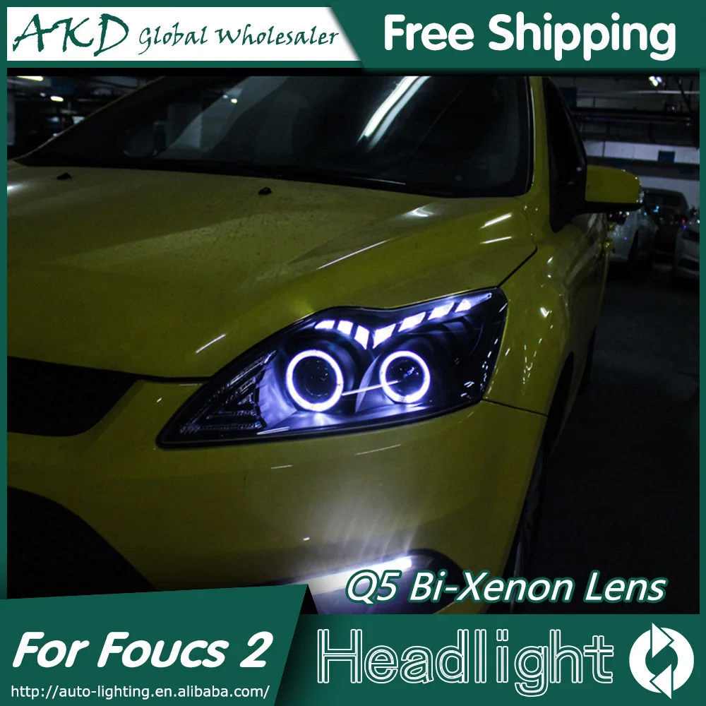 AKD автомобильный Стайлинг для Ford Focus фары 2009-2011 Focus 2 светодиодный фары DRL Биксеноновые линзы Высокий Низкий Луч парковочная противотуманная фара