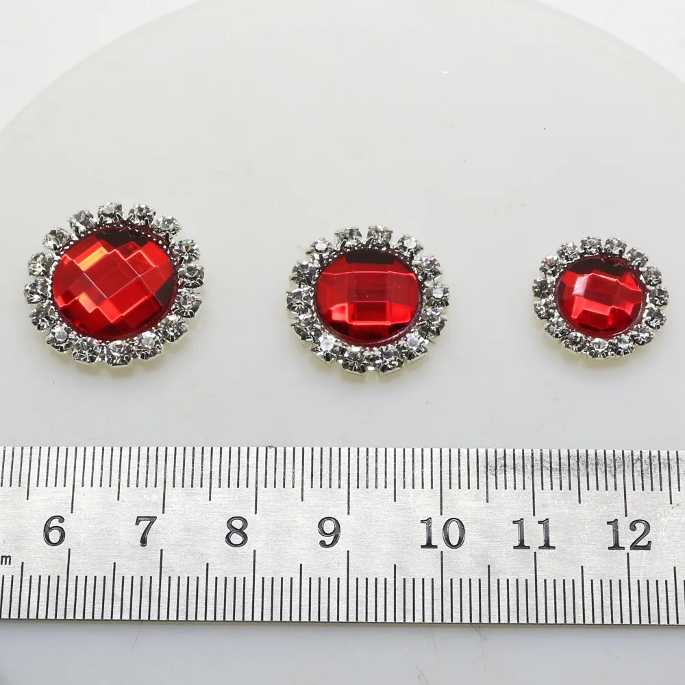10 шт./лот красный шесть стиль стеклянные стразы с плоской задней частью кнопки