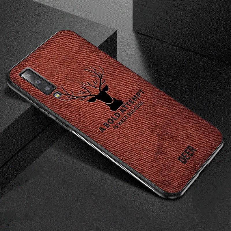 Brown Ткань с рисунком оленя чехол для samsung A6 A7 A8 A9 мягкая задняя крышка чехол для Galaxy A90 A80 A70 A50 A40 A30 A20 A10 S8 S9 S10 плюс M20 - Цвет: Brown