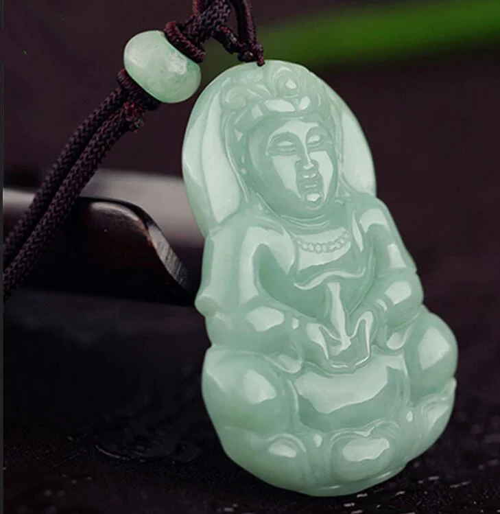 Сертифицированный 100% натуральный сорт Светло-Зеленый Изумрудный нефрит кулон ~