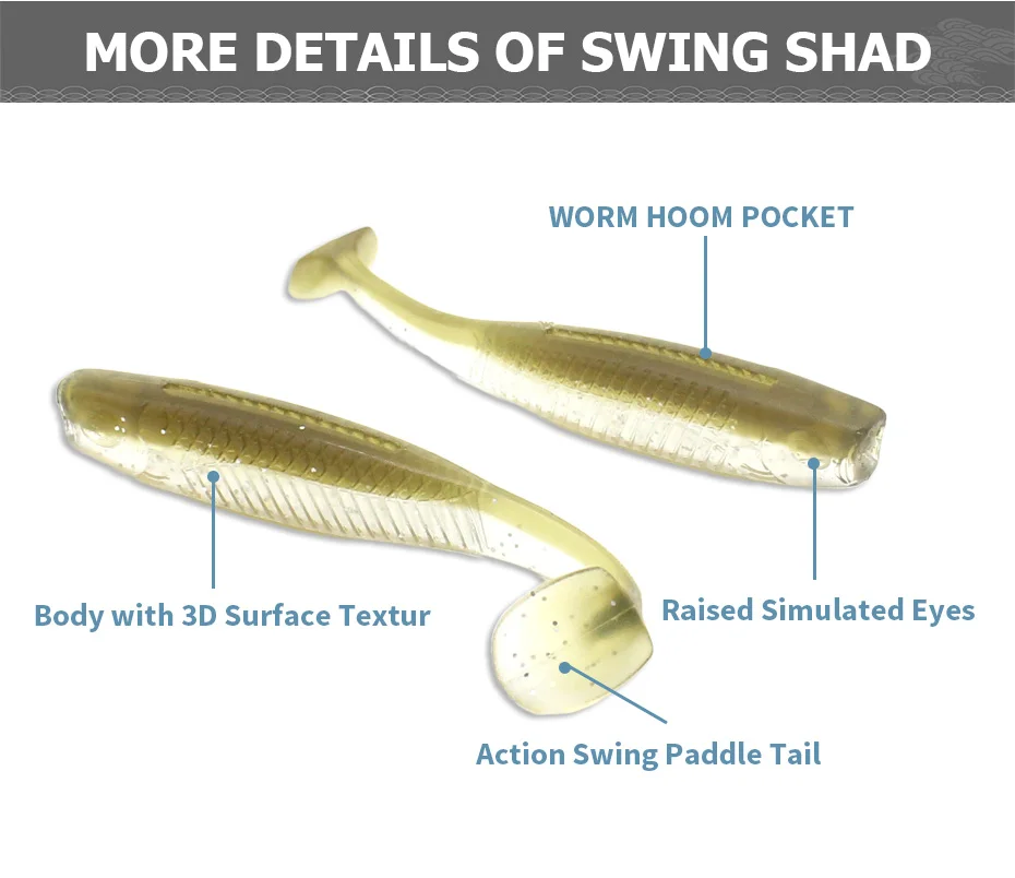 Мини Shad 2,8 дюймов качели весло Мягкая приманка с хвостом 12 шт. мелкие рыболовные приманки Easy Shiner действие Мягкая приманка для окуня бас мягкие приманки