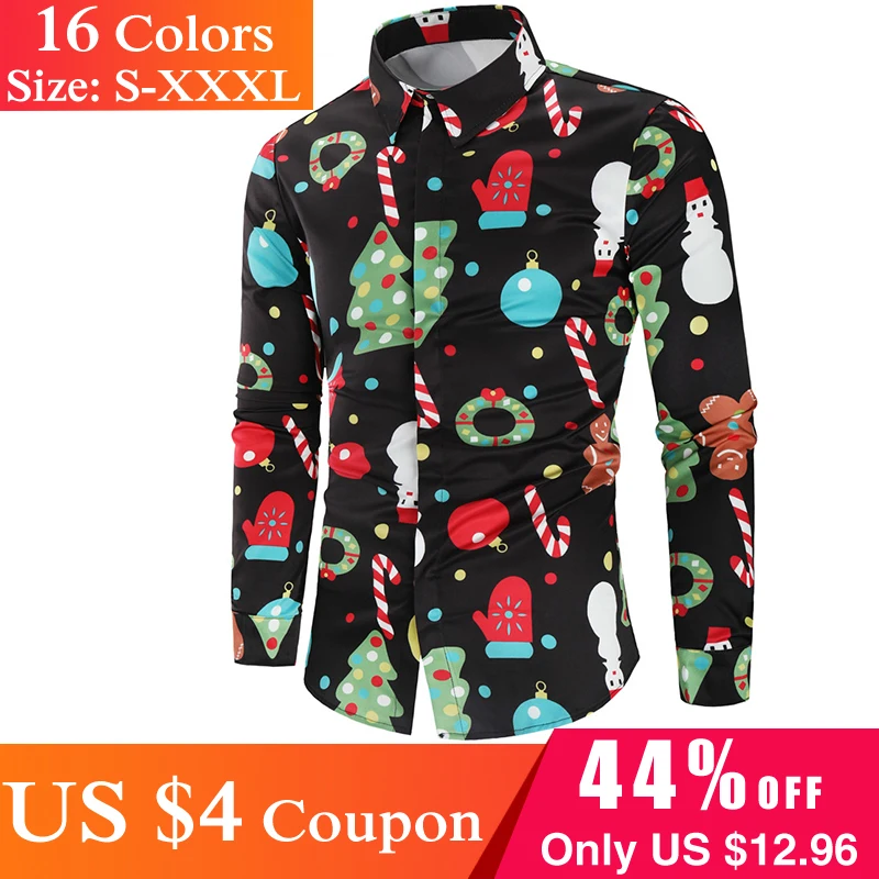 Красный Бекер Для мужчин рубашка рождественские 3D печати дерево Осенняя с