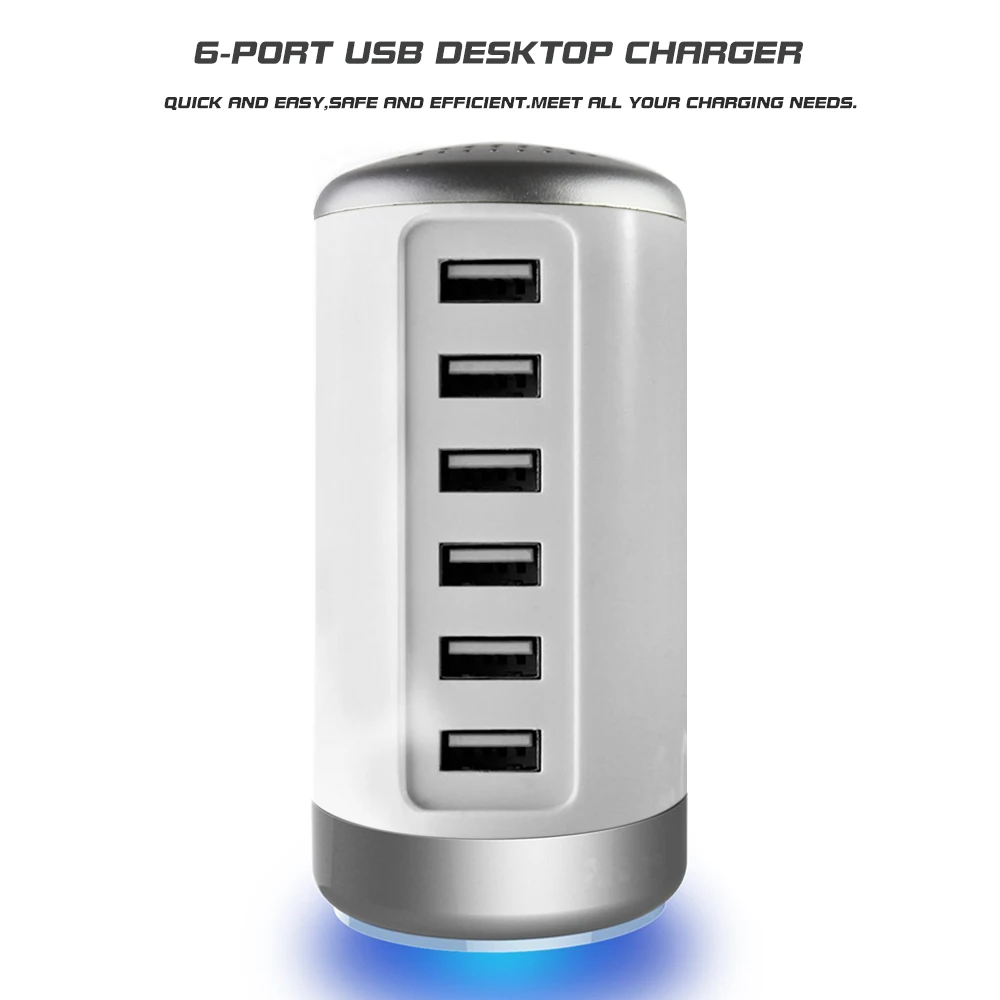 Costyleen зарядное устройство в виде башни 6-Порты и разъёмы Desktop зарядка через usb